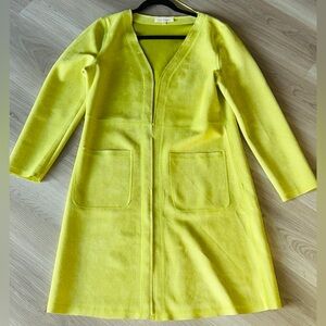 Faux Suede Free Hanging Long Jacket/Cardigan/Duster MED by Solitare Lime